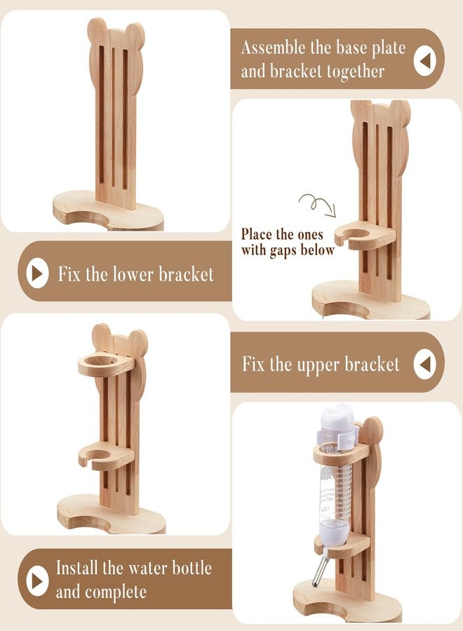 Sonwyoung 2 Pcs S, 7.9 Inch Wooden Hamster Wheels and Wood Hamster Water Bottle Set Guinea Pig Running Silent Exercise Wheels Small Animal Water Dispenser Stand Holder for Guinea Pig Gerbil - Image 5